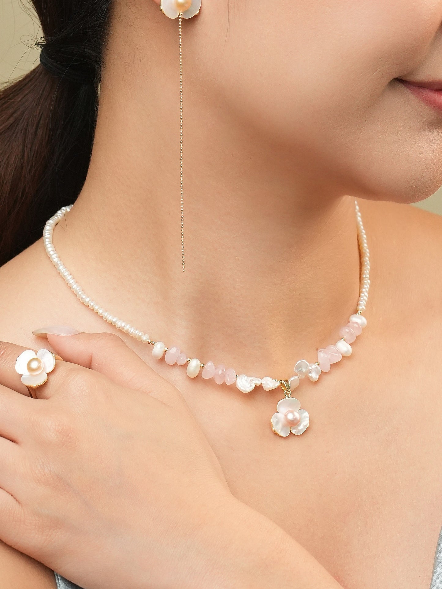 Plumeria Soft Beads Necklace