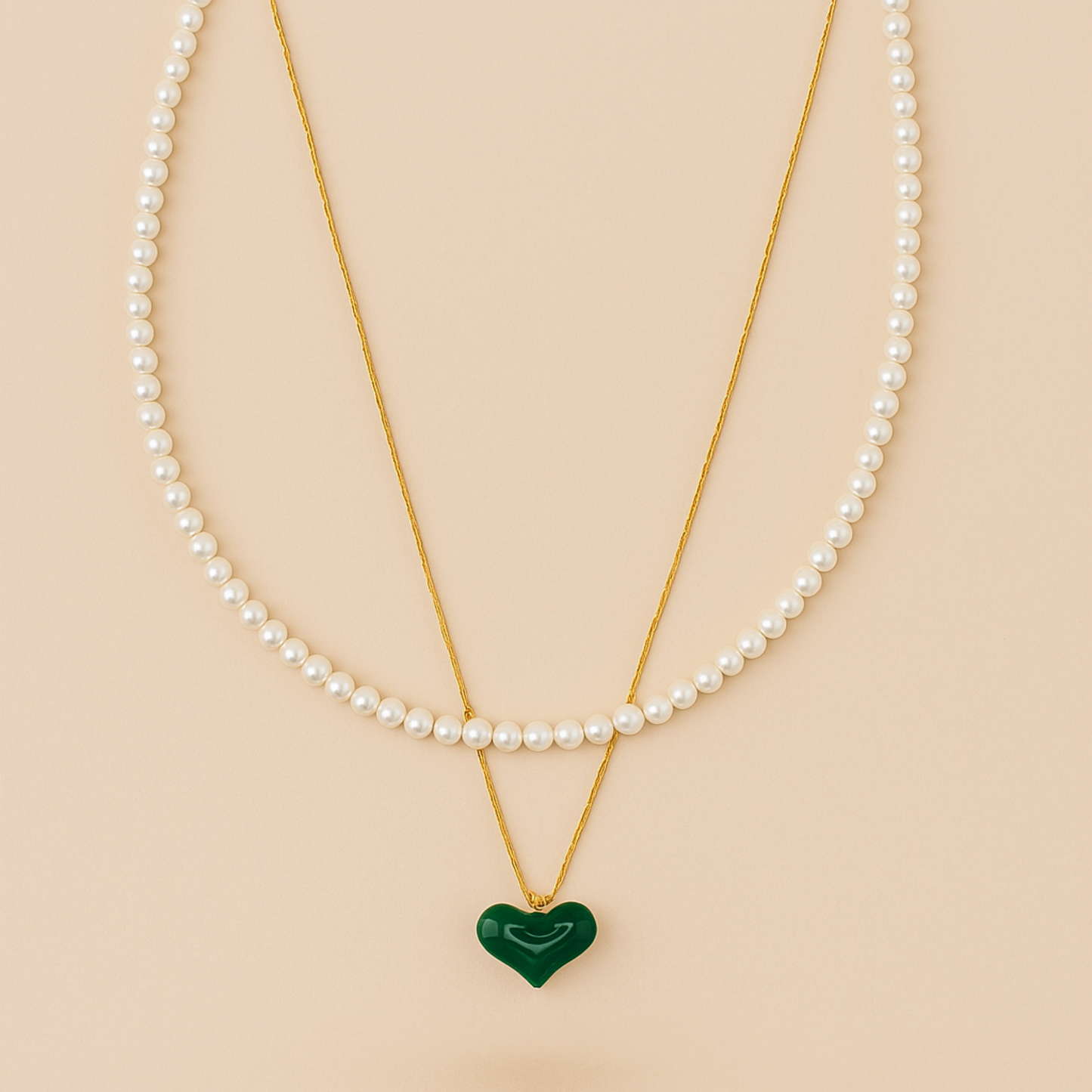 Colette Necklace Green Heart