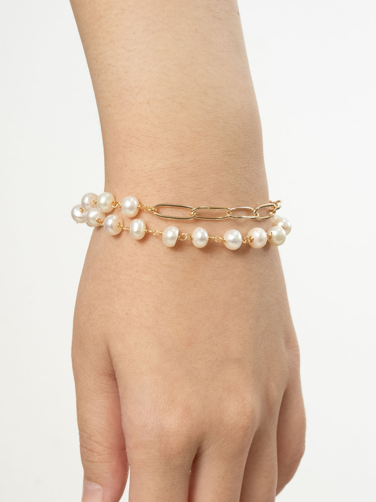 Nancy Pearl Link Gold Bracelet