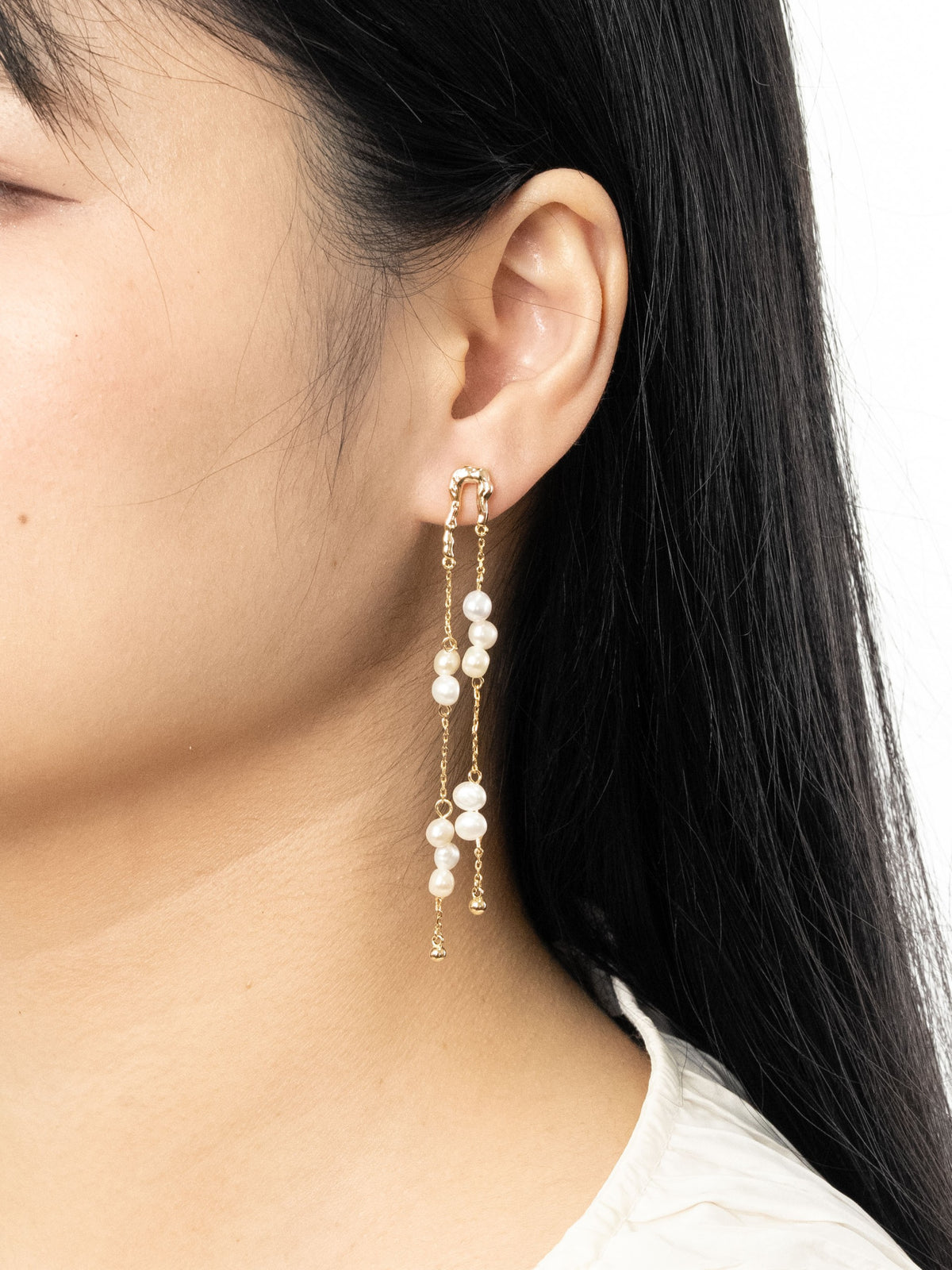 Sasha Pearl Vine Gold Earrings