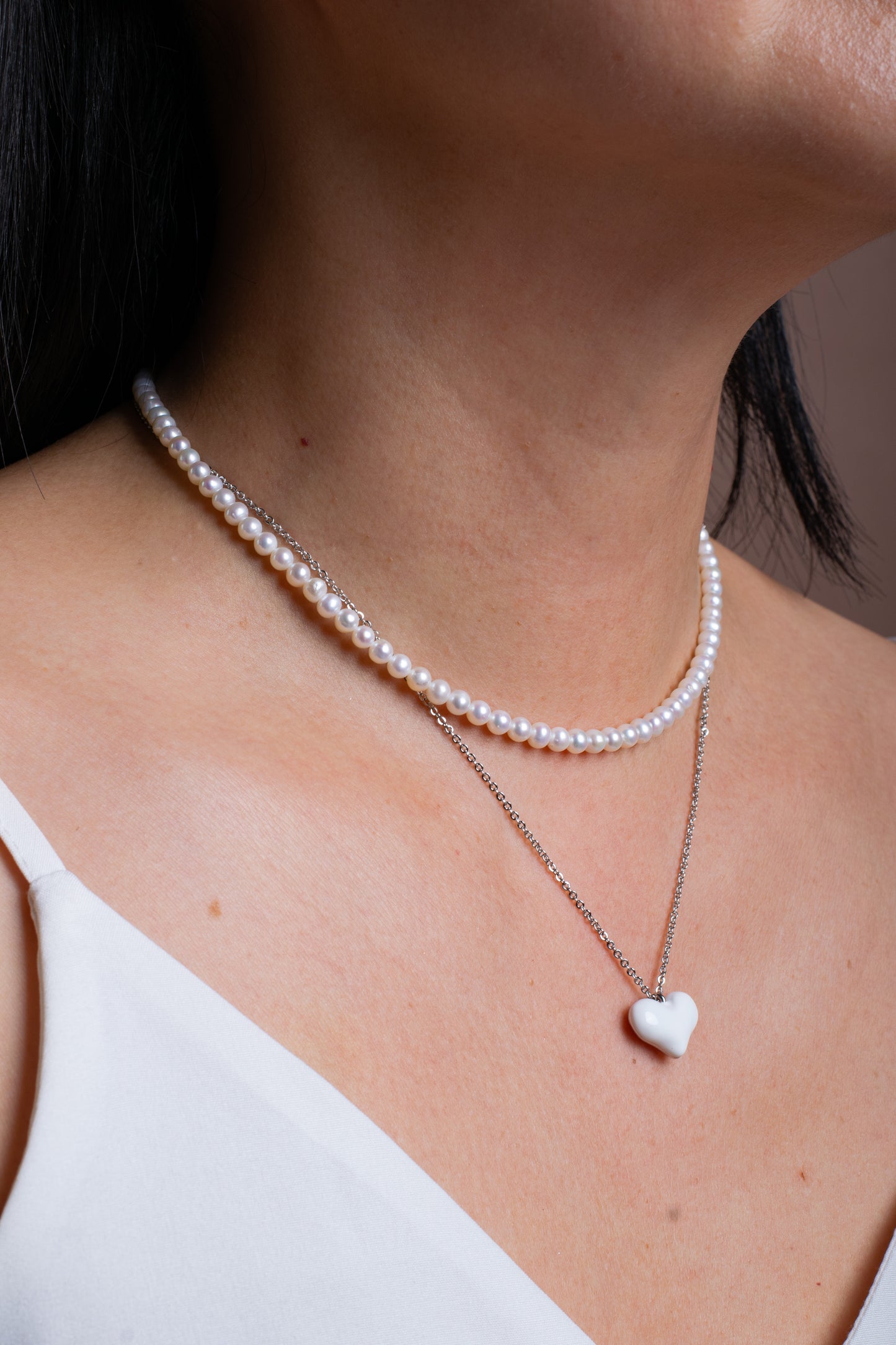 Colette Necklace White Heart
