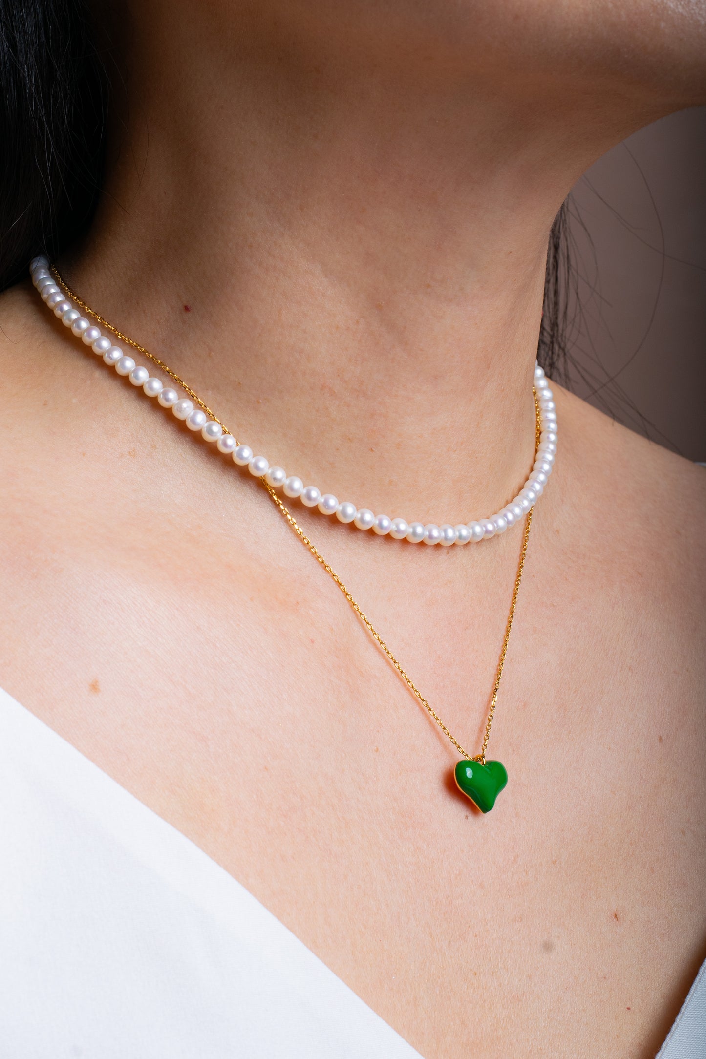 Colette Necklace Green Heart