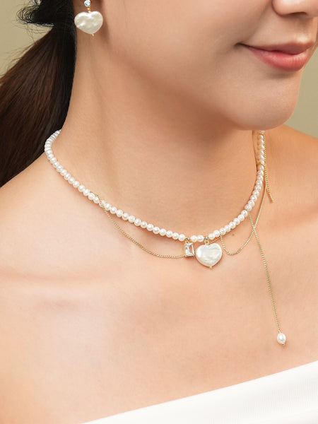 Suri Drop Pearl Necklace Gold