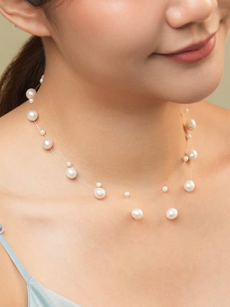 Eris Twin Floating Pearl Necklace