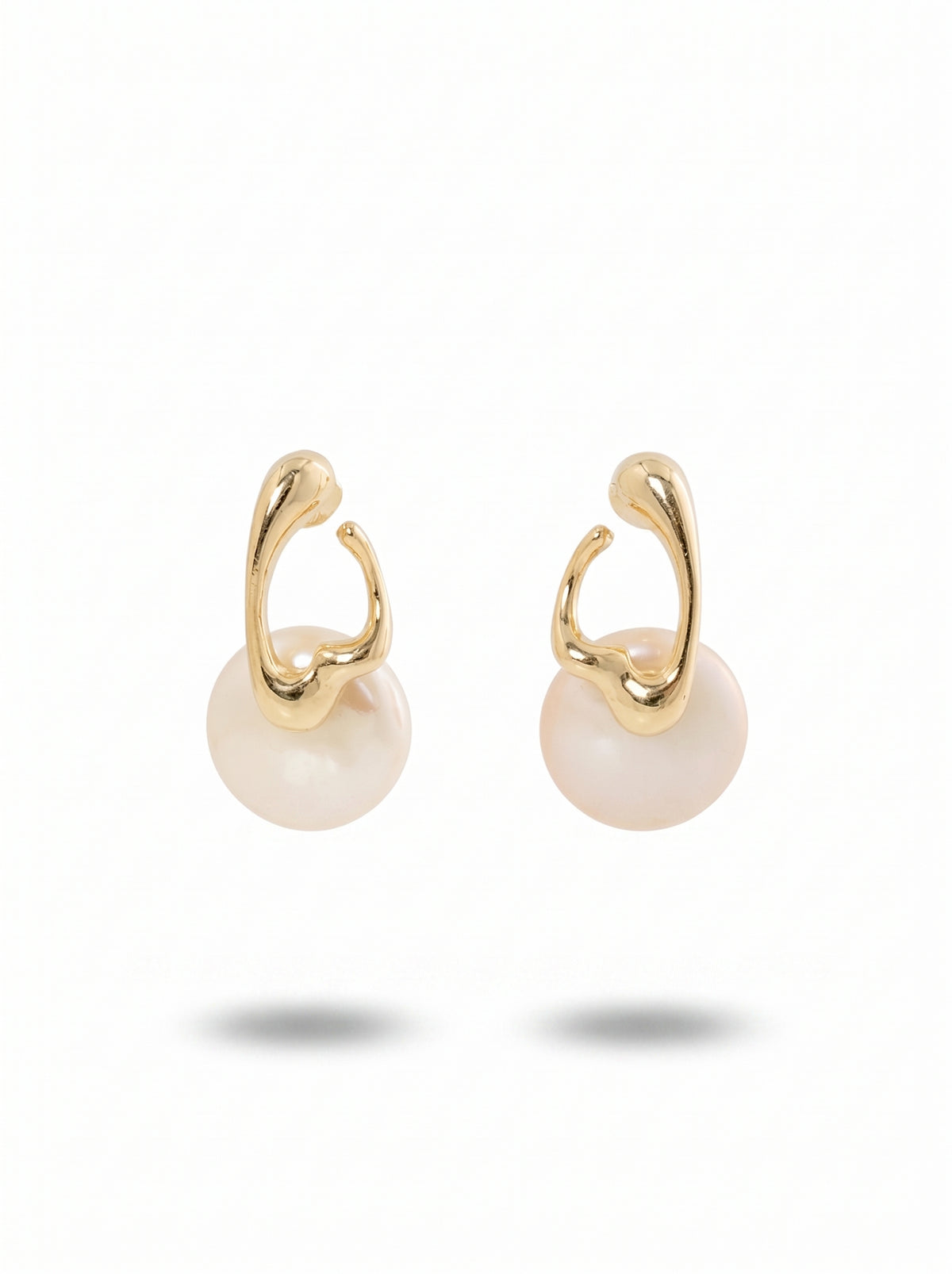 Addison Molten Pearl Gold Earrings