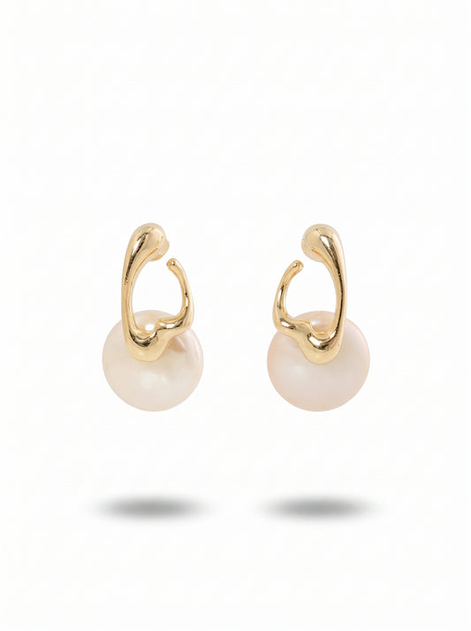 Addison Molten Pearl Gold Earrings