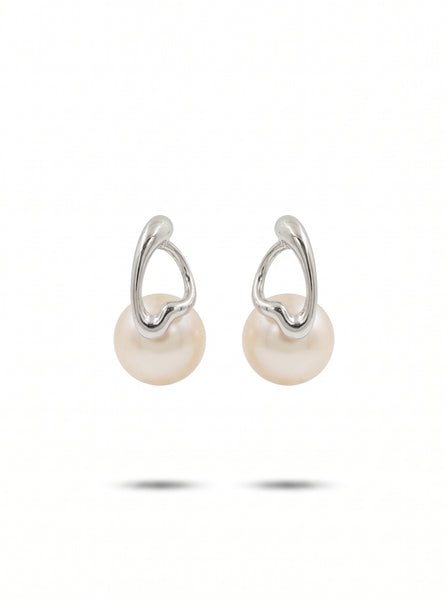 Addison Molten Pearl Silver Earrings