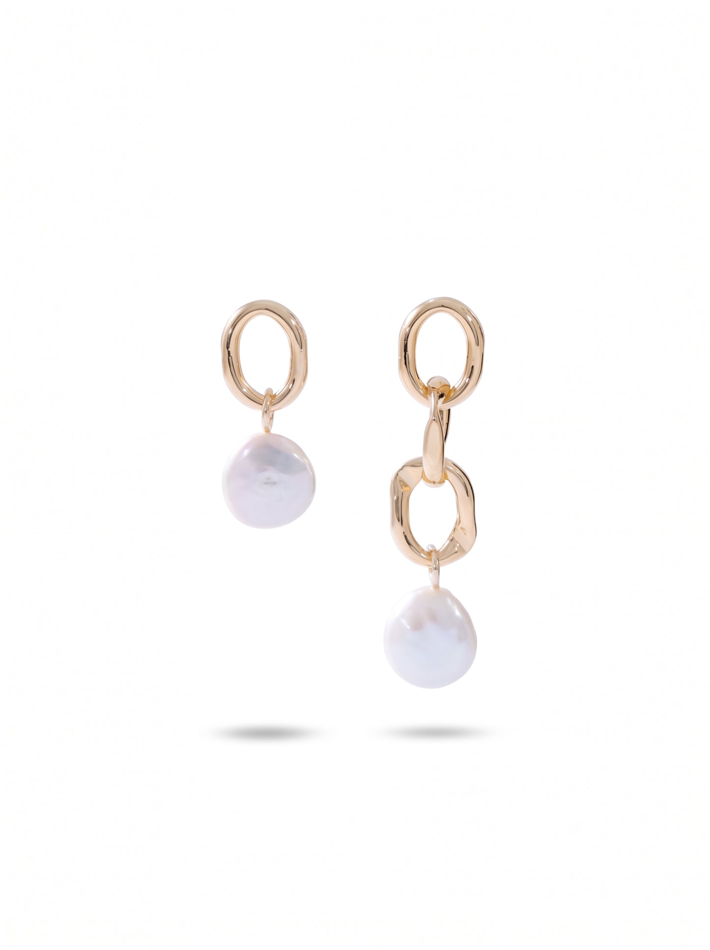 Allen Hoop Pearls Gold Earrings