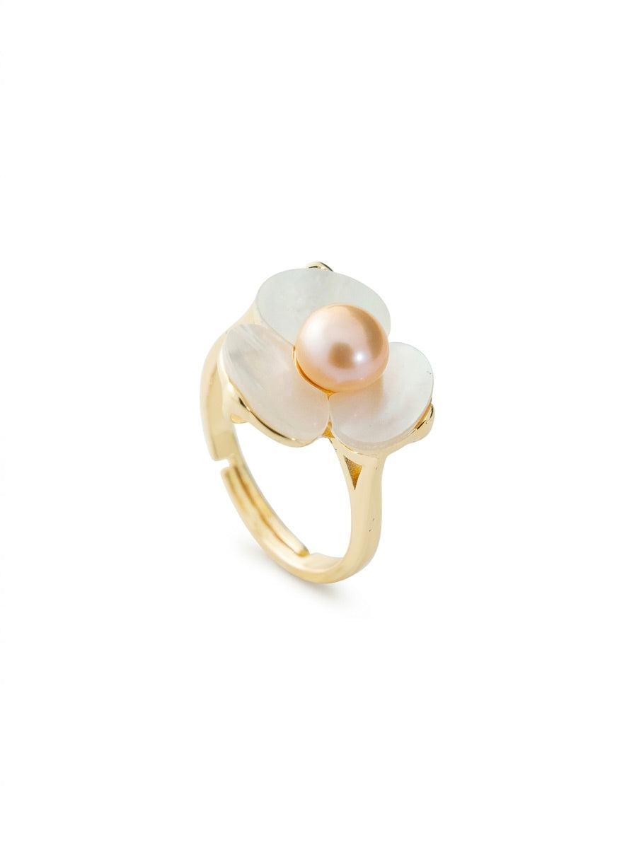 Plumeria Pearl Ring