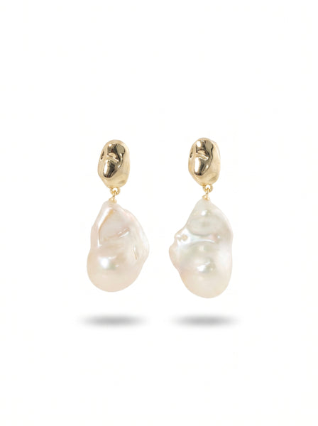 Beatrice Baroque Pearl Gold Earrings