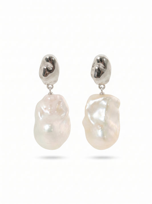 Beatrice Baroque Pearl Silver Earrings