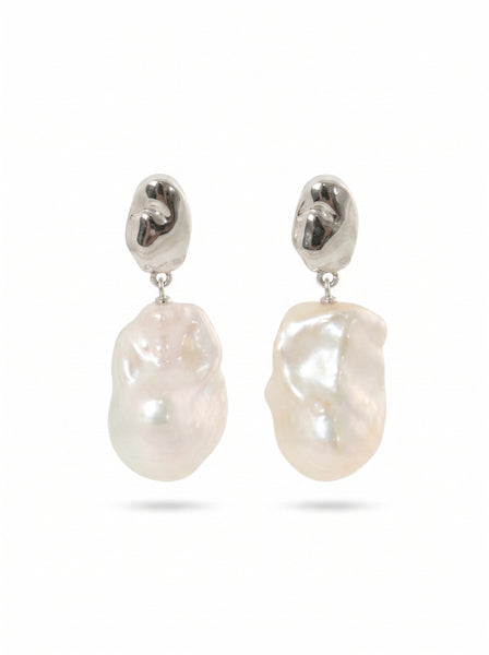 Beatrice Baroque Pearl Silver Earrings
