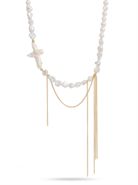 Ceris Cross Pearl Necklace