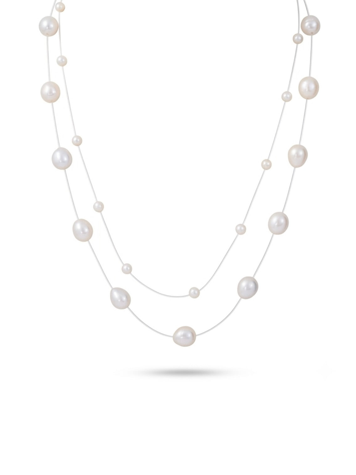 Eris Twin Floating Pearl Necklace