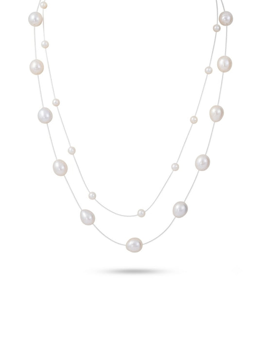 Eris Twin Floating Pearl Necklace