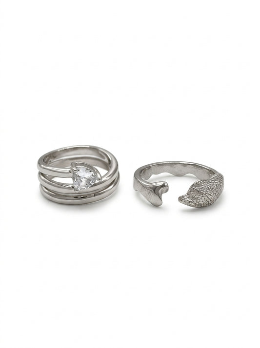 Gabby Interlace Rings Silver