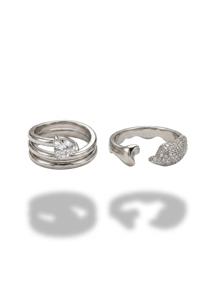 Gabby Interlace Rings Silver
