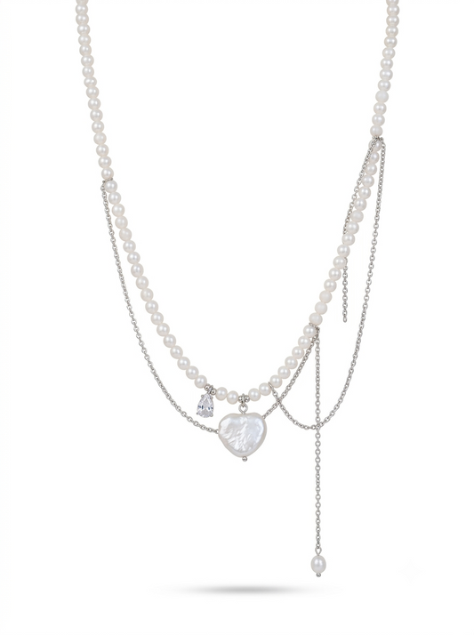 Suri Drop Pearl Necklace Sliver
