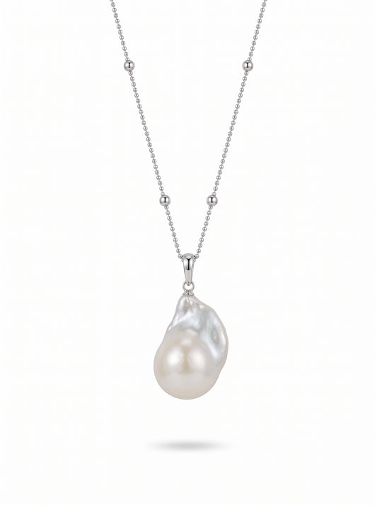 Kiki Petite Baroque Pearl Silver Necklace