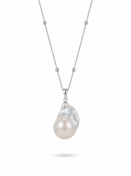 Kiki Petite Baroque Pearl Silver Necklace