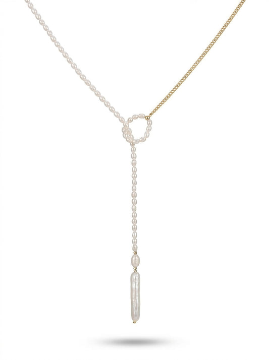 Lina Pearl Loop Necklace Gold