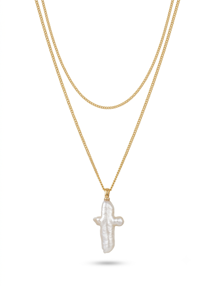 Milley Cross Pearl Necklace