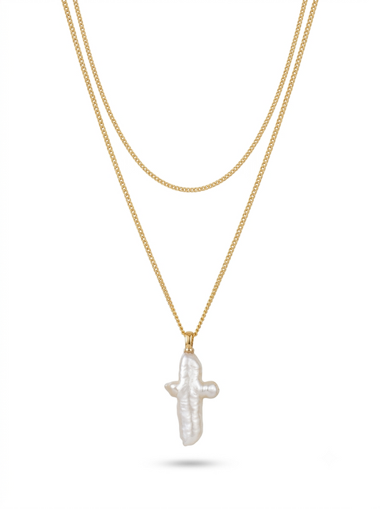Milley Cross Pearl Necklace
