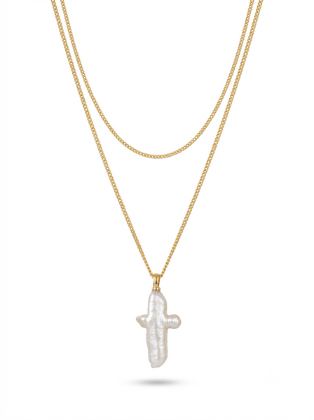 Milley Cross Pearl Necklace
