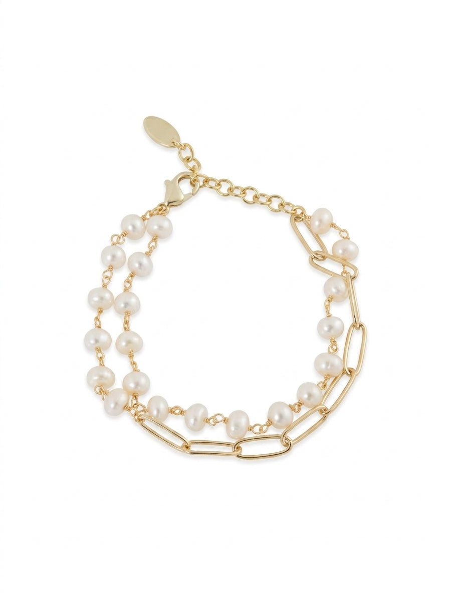 Nancy Pearl Link Gold Bracelet