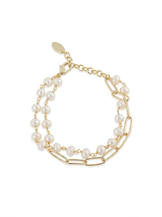 Nancy Pearl Link Gold Bracelet