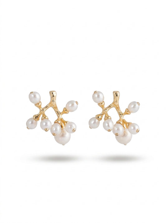 Poppy Coral Gold Earrings