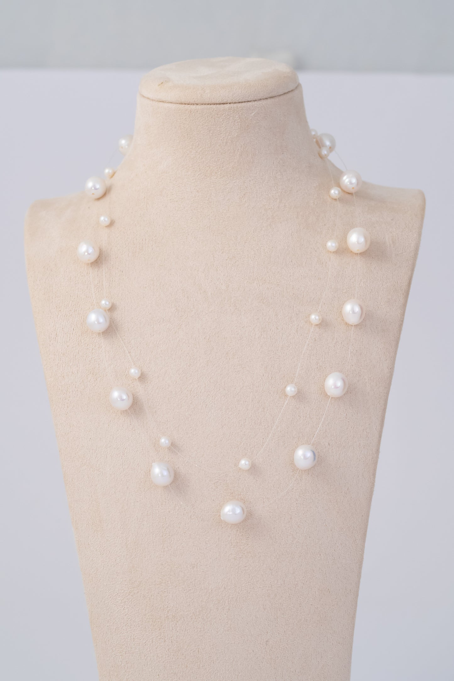 Eris Twin Floating Pearl Necklace