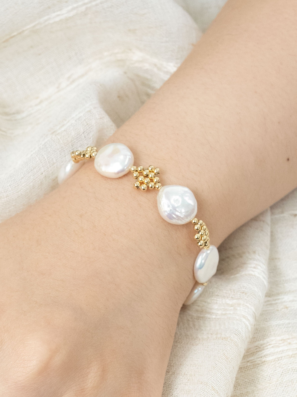 Regine Petal Beads Gold Bracelet