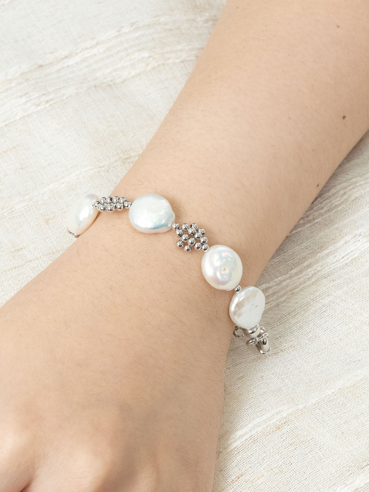Regine Petal Beads Silver Bracelet