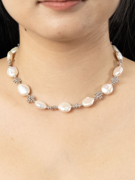 Regine Petal Beads Silver Necklace