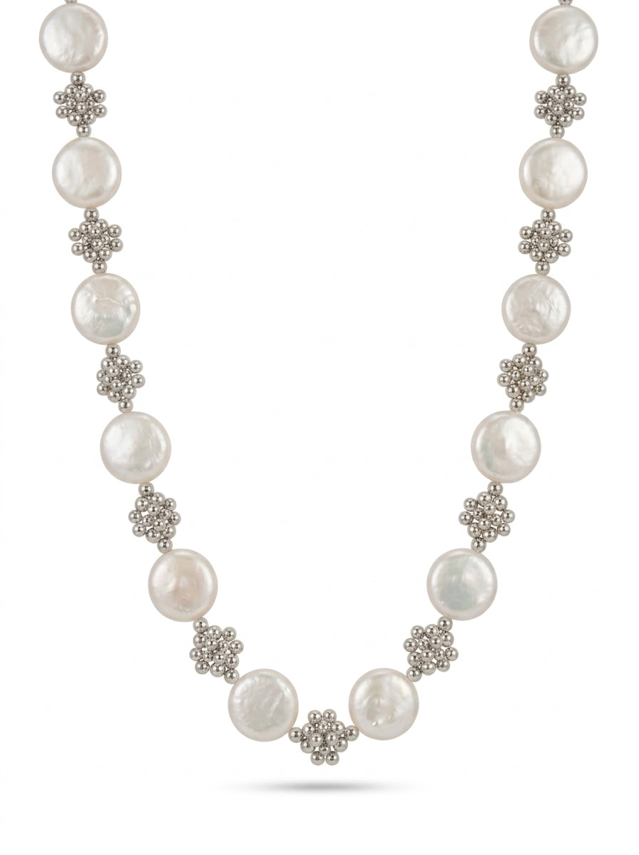 Regine Petal Beads Silver Necklace