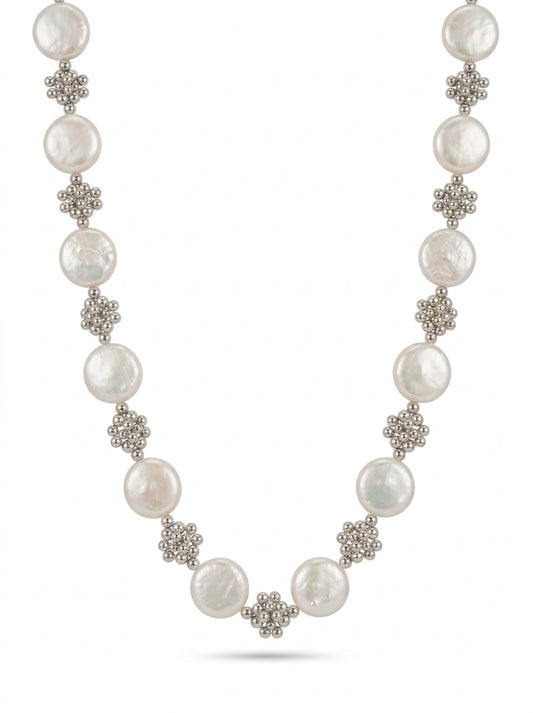 Regine Petal Beads Silver Necklace