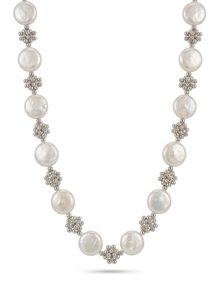 Regine Petal Beads Silver Necklace