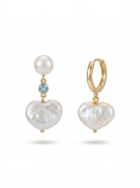Salish Pearl Heart Earrings