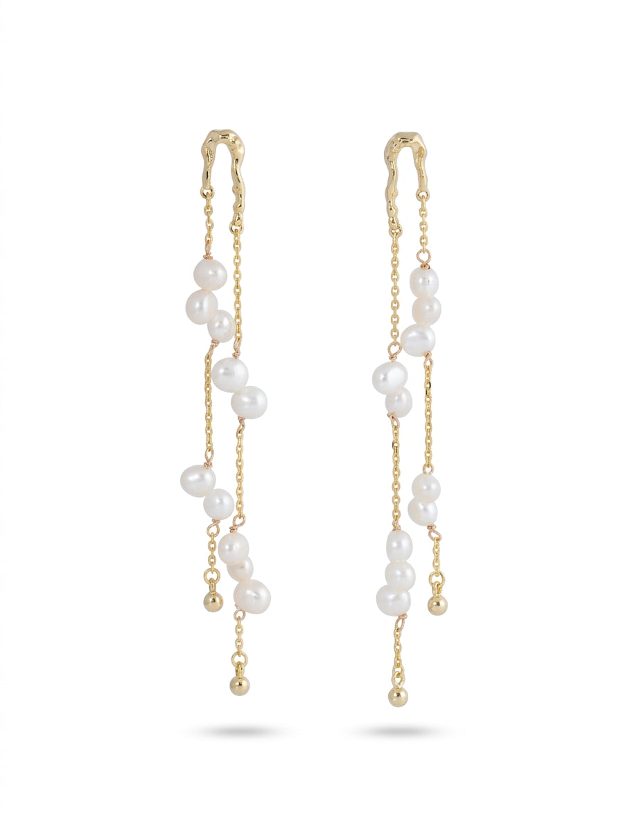 Sasha Pearl Vine Gold Earrings