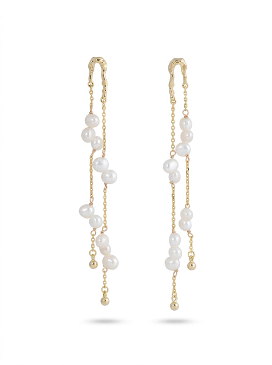 Sasha Pearl Vine Gold Earrings