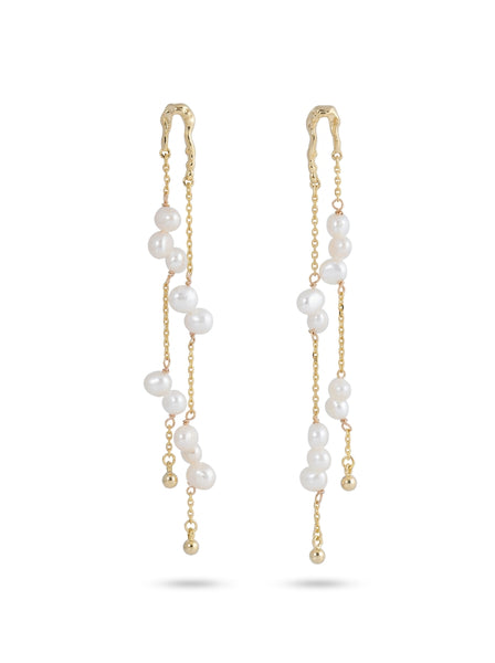 Sasha Pearl Vine Gold Earrings