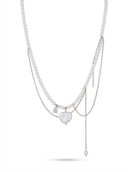 Suri Drop Pearl Necklace Sliver