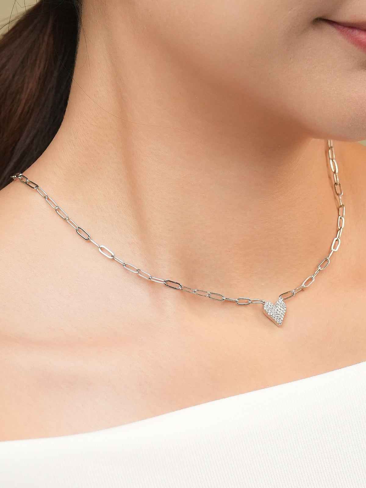 Tasha Heart Necklace Sliver