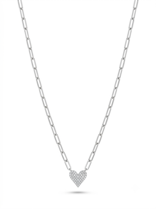 Tasha Heart Necklace Sliver