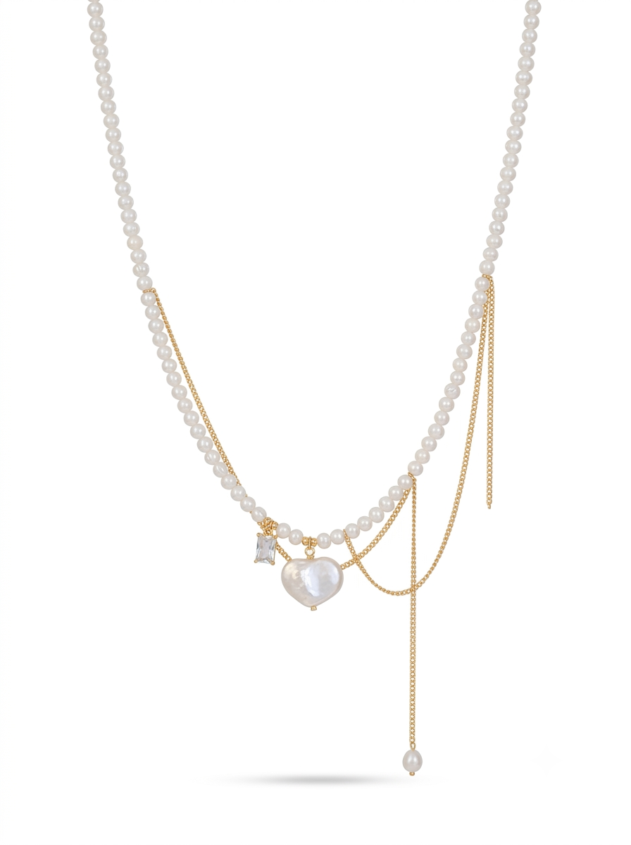 Suri Drop Pearl Necklace Gold