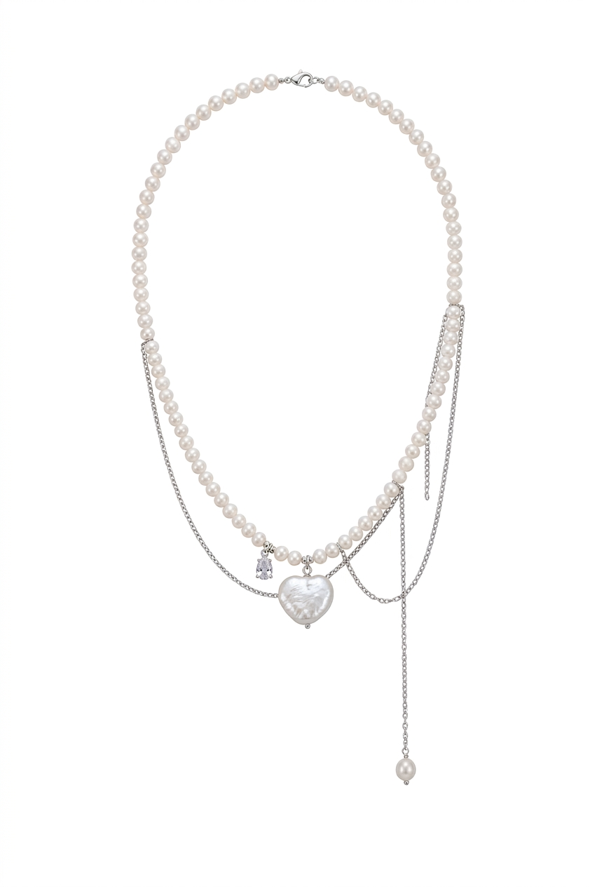 Suri Drop Pearl Necklace Sliver